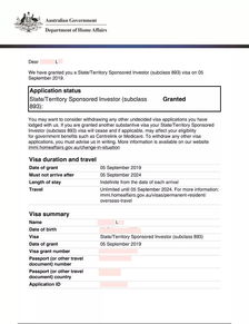 恭喜L女士成功獲得893商業(yè)投資者永居簽證！